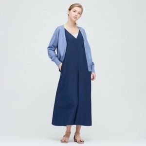 Uniqlo Wide Leg Linen Blended Jumpsuit - Small, Blue